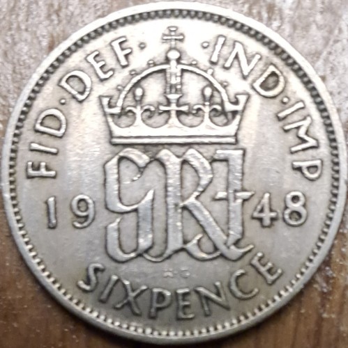 1948 king george - 1948, sixpence