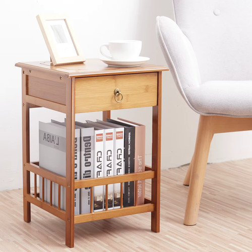 Bamboo bedside table with - bamboo,