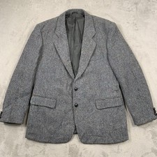Harris Tweed Jacket Mens 42 R Grey Wool Baron Of Piccadilly Vintage London Bond