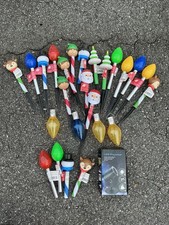 Christmas Solar Lawn Stakes & LED Projector Lot – Elves, Santa, Bulbs – 23 pcs