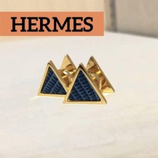 HERMES Triangle Cufflinks Gold