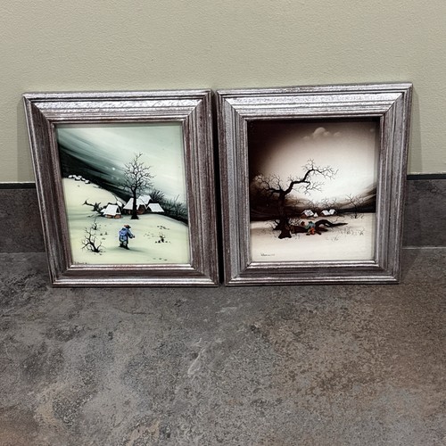 Vintage folk art reverse glass - art,