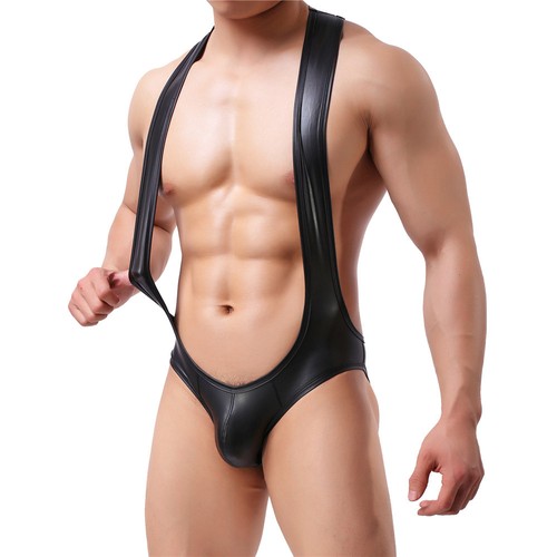 Mens bodysuit faux leather - mens,