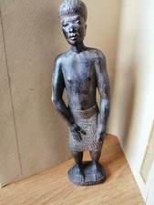Vintage African Hand Carved  Wood  Figure Man unusual two tone wood.