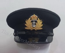 RN Royal Navy officer cap / Hat (Black Wool /Melton ) RN King Crown Badge