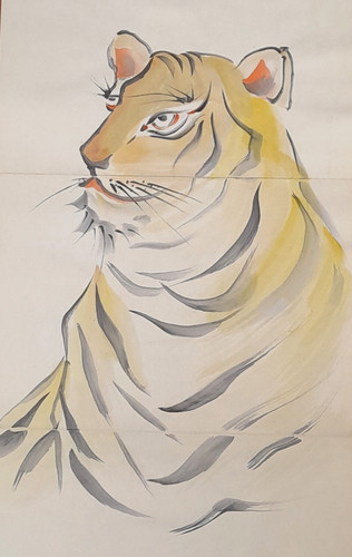 Tiger japanese brush painting - tiger,