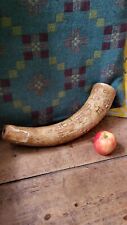 Ancient Huge Powder Horn 17th Or 18th Century Cow Horn