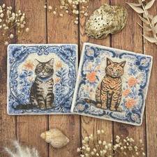 Antique Style Tiles, Natural Stone Coasters, Cats, Delft Tiles