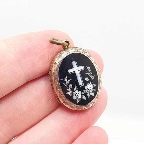 Antique 9ct gold locket black - locket,