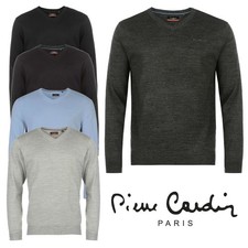 Mens V Neck Jumper Knitted Sweater Pierre Cardin Top Casual Pullover Knitwear