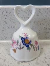Hammersley Bone China Mini Bell Heart Handle Floral 7cm England (No Clapper)