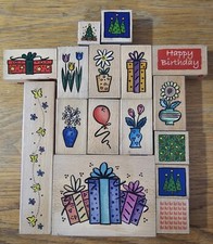 Whispers Branded Bundle Lot Of 16 Seasonal Craft Wooden Rubber Stamps