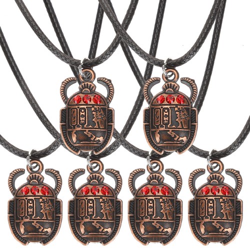 Red scarab pendant necklace - red,