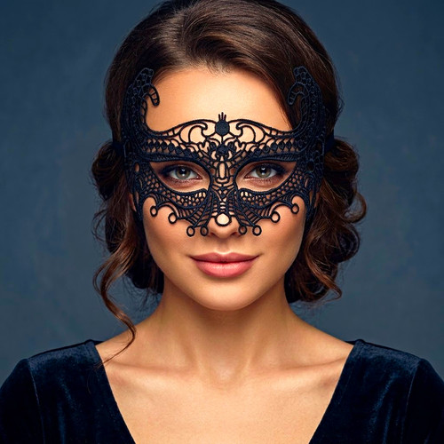 Black venetian lace masquerade - black,