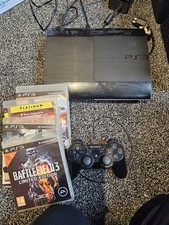 Sony Playstation 3 Super Slim 1TB Cech 4203A Console 4 Games Controller Leads