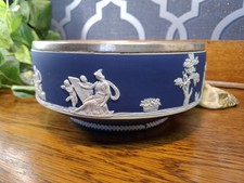 Tunstall England Adams Pottery Large Fruit Bowl Dark Blue Greek Scene EPMS Rim