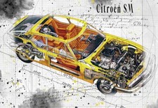 Line Tech Drawing  Citroën SM