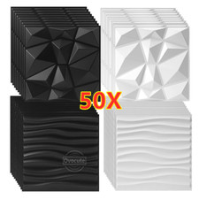 50Pcs 3D Wall Panels Diamond Waves Design Sound Proofing Panels for Living Room