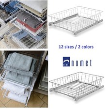 Wardrobe Storage Organiser Pull Out Wire Basket Drawer Roller Runners 