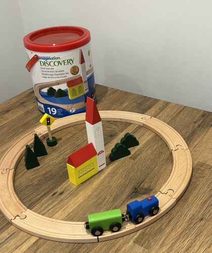 Wooden train set 19pc circle - set,
