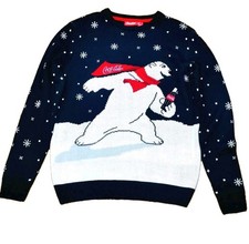 Coca Cola Christmas Jumper UK Size Large  Polar Bear Knitted Sweater