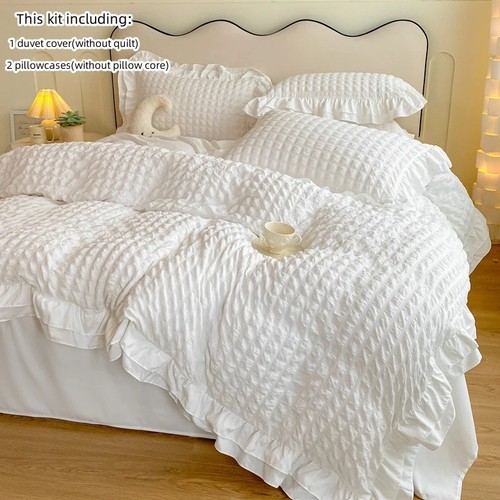 3pcs seersucker lace duvet - lace,