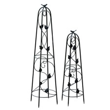 Garden Iron Obelisks 2pc Set Climbing Plant Flower Support Frame Trellis