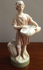10 1/4" ROYAL DUX BOHEMIA PORCELAIN FINGURINE 2078 BOY WITH BASKETS