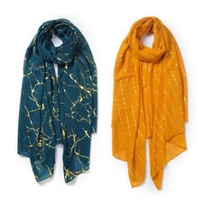 All Season Boutique Chiffon Gold Line Design Scarf Woman Girl Chiffon Scarf UK