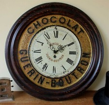Antique French Guerin Boutron Chocolat Wall Clock.  Chocolate Advertising Sign