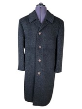 Traunsee Trachten Baur Loden Grey Wool Mohair Overcoat Long Austria Men's UK40