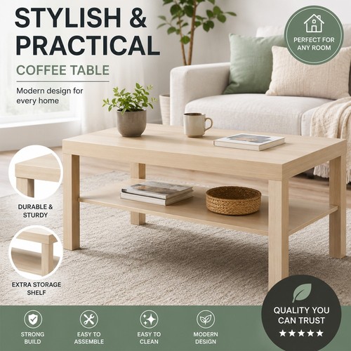 Wooden coffee table lack shelf - table,