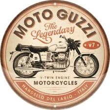 Moto Guzzi Nostalgia Round Tin Sign 35cm New Motorcycle Bike Italy