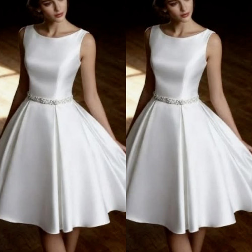 Satin wedding dresses beaded - satin,