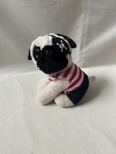 Mecca Bingo Pirate Pug Teddy Bear Soft Stuffed Plush Toy Dog 9" Cuddly Novelty