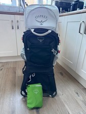 Osprey Poco Plus Child Carrier Black with UV Sun Shade & New Rain Cover Ex Cond