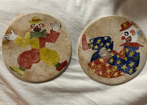 Vintage trivets tiles clowns - vintage,