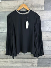 Monsoon Womens Blouse Top Size Small Black Jaye Jewel Cape Sleeve Beaded Party