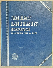 FULL SET GB 1937-1967 34 SIXPENCES 10 IN SILVER INC RARE 1952 WHITMAN FOLDER A