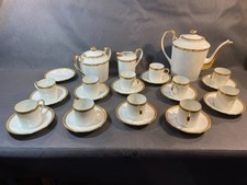 Antique Fine Royal Limoges Porcelain Tea Or Coffee Set With Gold Decorations