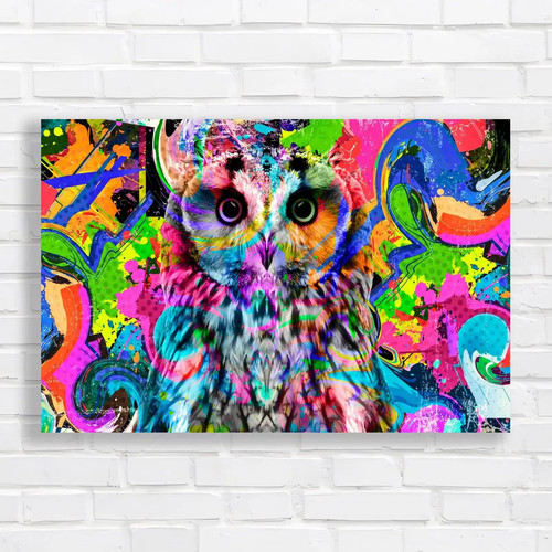 Vibrant owl abstract - owl, original