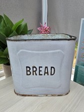 Antique Vintage White Enamel Bread Bin Large Storage Container Kitchen - NO LID 