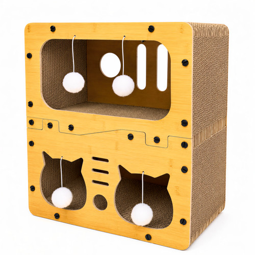 Cardboard cat scratcher house - cat,