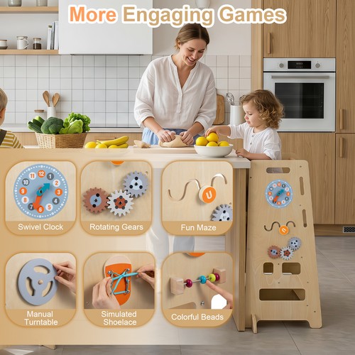 Natural wood learning tower - natural,