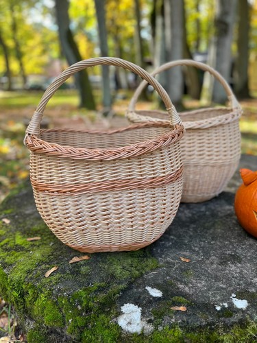 Round wicker foraging basket - round,