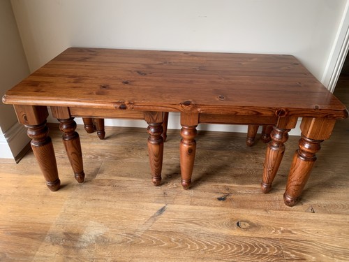 Pine coffee table with two - pine,