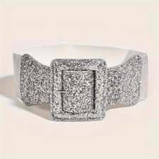 Women Clothes Decoration Fashion Glitter Bling Sequin Wide Waist Belt Adjustable