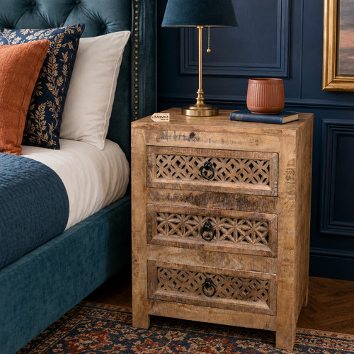 Charvi mango wood bedside - wood,
