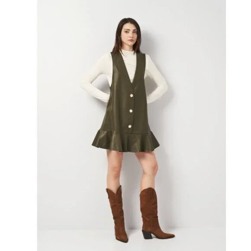 Zara olive green faux leather - zara,