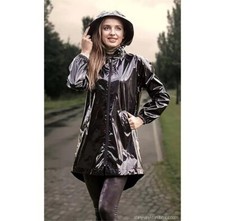 Women PVC Leather Trench Vinyl